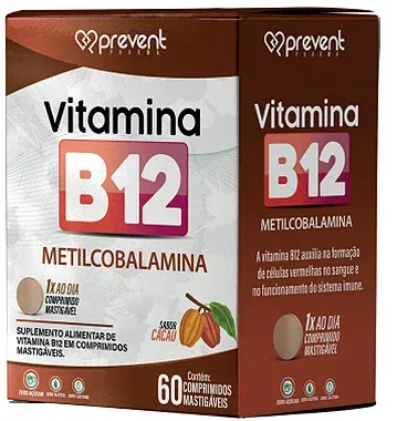 Vitamina B12 60 CP Mastigável - Cacau Prevent Pharma