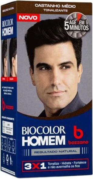 Tonalizante de Cabelo Masculino Biocolor Homem Bozzano Castanho Médio