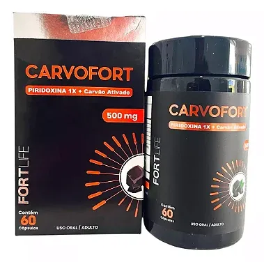 Carvão Ativado + Piridoxina Carvofort 60 Cápsulas Fortlife