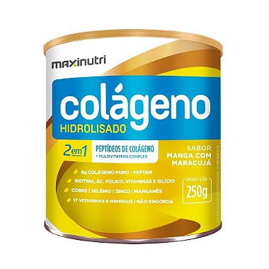 Colágeno Hidrolisado Manga e Maracujá Lata 250gr Maxinutri