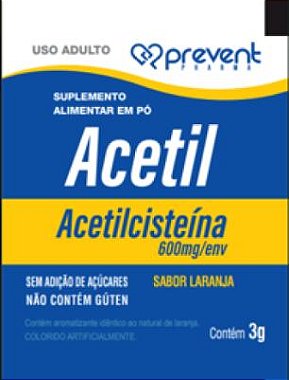 Acetilcisteina 600mg 16 sachês Sabor Laranja - PREVENT