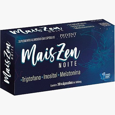 Mais Zen Noite Melatonina + Inositol + Triptofano 30 capsulas  - Prevent Pharma