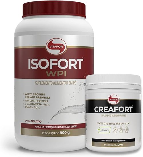 Combo Whey Fort 3W 900g Vitafor + Creatina Creafort Vitafor