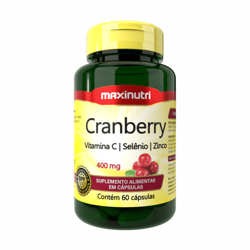 Cranberry Vitamina C Selênio E Zinco 400Mg 60 Cáps - Maxinutri