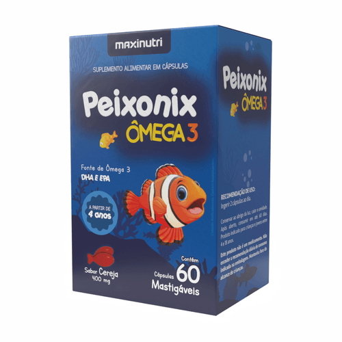 Ômega 3 Mastigável Sabor Cereja Peixonix 60 Cáps Maxinutri