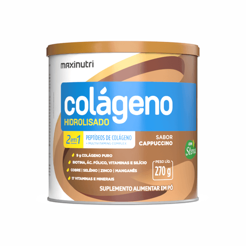 Colágeno Hidrolisado 2 em 1 Cappuccino em Pó 250g Maxinutri