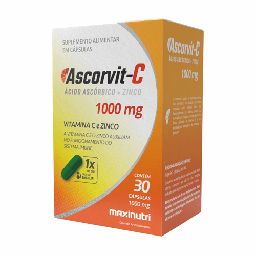 Ascorvit C 1000Mg Vitamina C + Zinco  30Cáps - Maxinutri