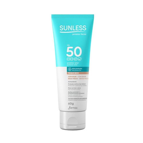 Protetor Facial Sunless Fps50 Base Bege Médio 60G Farmax