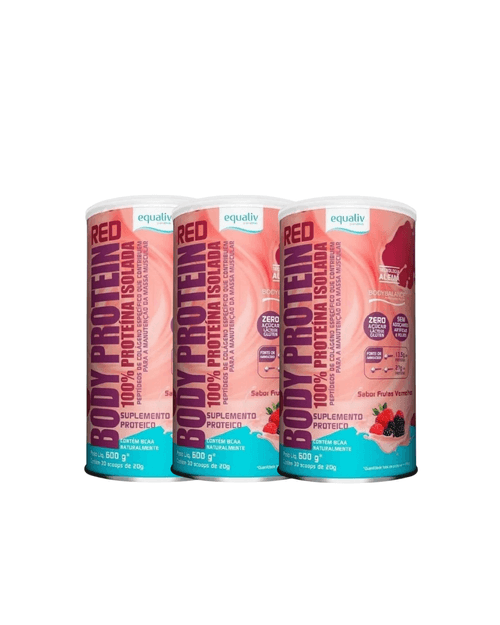 Kit 3 Body Protein Equaliv 600g Frutas Vermelhas