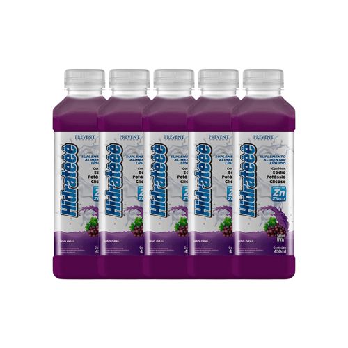 Kit 5 Hidrateee Uva 450 Ml Sodio+Tris+Pot+Zinco Vit Prevent Pharma