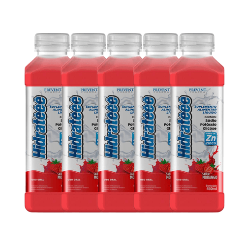Kit 5 Hidrateee Morango 450 Ml Sodio+Tris+Pot+Zinco Vit Prevent Pharma