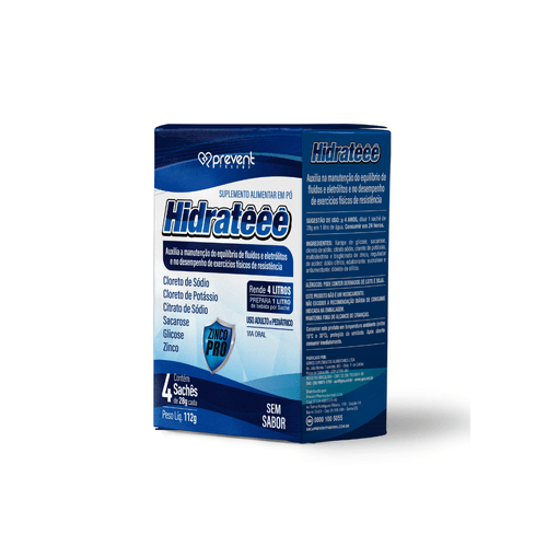 Kit 30 Hidrateee Max Pro Zinco 4 Sachês Sem Sabor - PREVENT
