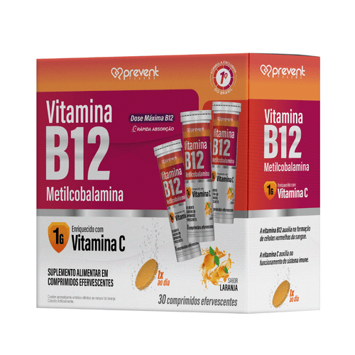 Vitamina B12 + Vitamina C Prevent Pharma – 30 Cápsulas