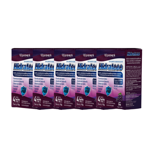 Kit 5 Hidrateee Max Pro Zinco 4 Sachês Sabor Uva - PREVENT