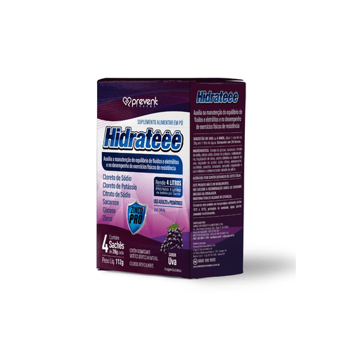 Kit 30 Hidrateee Max Pro Zinco 4 Sachês Sabor Uva - PREVENT