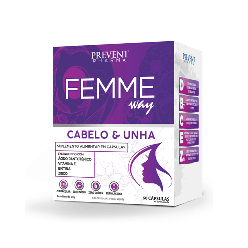 Femme Way Cabelo e Unha 60cp Rev - Prevent