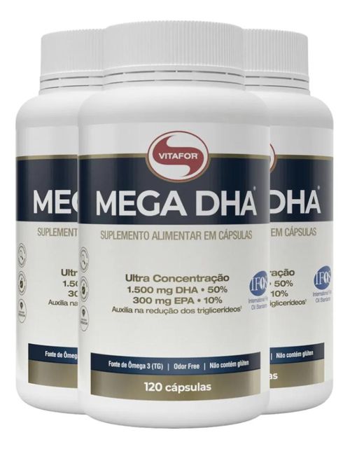 Kit 3 Mega DHA 1500mg Vitafor 120 Cápsulas