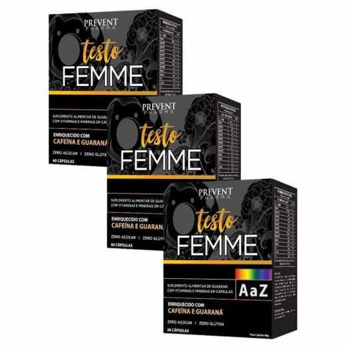 Kit 3x Multivitaminico A/Z Testo Femme  c/ 60 caps Prevent Pharma