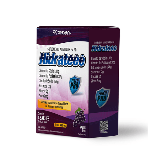 Hidrateee Max Pro Zinco 4 Sachês Sabor Uva - PREVENT