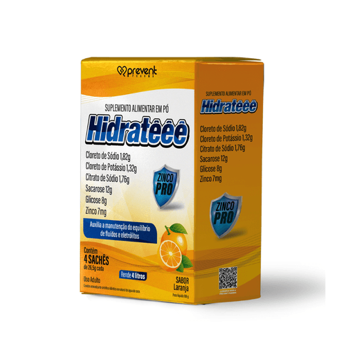 Hidrateee Max Pro Zinco 4 Sachês Sabor Laranja - PREVENT