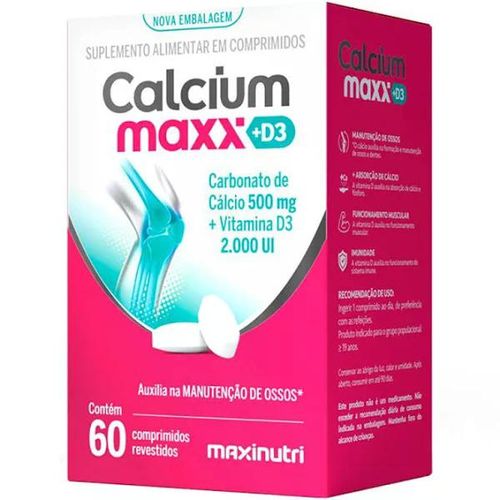 Calcium Maxx D3 500mg+2000ui 60 Comprimidos - Maxinutri