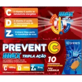 Prevent C Max Tripla Acao Vit C+D+Zinco 30cp Eferv - Prevent