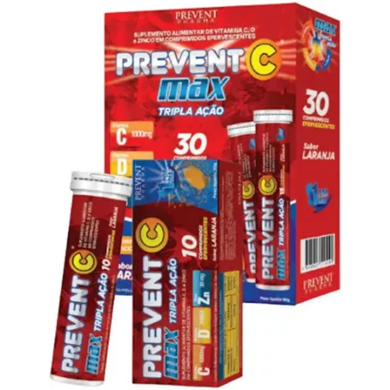 Prevent C Max Tripla Acao Vit C+D+Zinco 30cp Eferv - Prevent-1760702745927